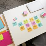 Блок самоклеящ. (стикер) POST-IT ORIGINAL "Радуга Акватик" 76х76 мм, 100 л., ассорти, 654RBAQ