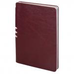 Блокнот А5 (140х200мм), BRAUBERG NEBRASKA, 112л, гибкий кожзам, ручка, линия, бордовый, 110950