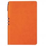 Блокнот А5 (140х200мм), BRAUBERG NEBRASKA, 112л, гибкий кожзам, ручка, линия, оранжевый, 110951