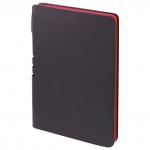 Блокнот А5 (140х200мм), BRAUBERG NEBRASKA, 112л, гибкий кожзам, ручка, линия, черный, 110952