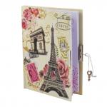 Блокнот А5 (133х178мм), 56л, твердый, линия, замок, BRAUBERG, Париж, 128404