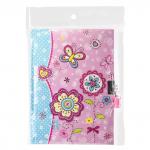 Блокнот А5 (135х190мм), 56л, твердый, поролон, линия, замок, BRAUBERG, Цветы, 128434