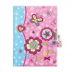 Блокнот А5 (135х190мм), 56л, твердый, поролон, линия, замок, BRAUBERG, Цветы, 128434