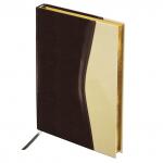 Ежедневник недатированный А5 (138х213мм) BRAUBERG De Luxe, комб. кожзам, 160л, корич/беж, 123403