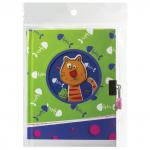 Блокнот А5 (133х178мм), 96л, твердый, линия, замок, 3D, BRAUBERG, Кошечка, 128414