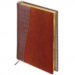 Ежедневник недатированный А5 (138х213мм) BRAUBERG Cayman, комб. кожзам, 160л, коричневый, 125084