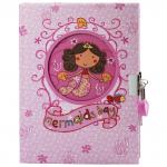 Блокнот А5 (133х178мм), 96л, твердый, линия, замок, 3D, BRAUBERG, Русалка, 128415