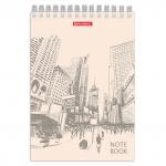 Блокнот А5 (147х207мм), 80л, гребень, тв. картон, клетка, BRAUBERG, Офис, 129821