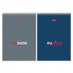 Блокнот А5 (145х205мм), 80л, гребень, картон, клетка, HATBER, INSIDE (Офисный) 80Б5С1гр