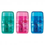 Точилка MAPED "Connect", 2 отверстия, со стират. резинкой, с контейнером, тониров. ассорти, 049211