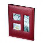 *Фотоальбом BRAUBERG 20 магнитных листов, 23*28см, под кожу страуса, на кольцах, бордовый, 390692