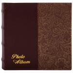 *Фотоальбом BRAUBERG на 300 фото 10*15 см, под кожу, бумажные страницы, бокс, бордо+бронза, 390681