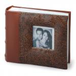 *Фотоальбом BRAUBERG на 100 фото 10*15 см, под кожу, бумажные страницы, бокс, коричневый, 390693