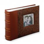 *Фотоальбом BRAUBERG на 100 фото 10*15 см, под кожу, бумажные страницы, бокс, коричневый, 390693
