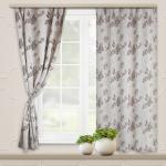 Комплект портьер для кухни Жаккард Фиалка темно-бежевый  135*180*2шт