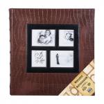 **Фотоальбом BRAUBERG на 500 фото 10*15 см, под кожу крокодила, рамка для фото, коричневый, 390715