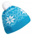 NORVEG Kids Шапка детская цвет синий с белыми снежинками (текстильный помпон)