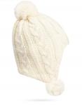 NORVEG Kids Шапка детская детская  с ушками, цвет белый с текстильным помпоном