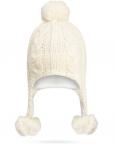 NORVEG Kids Шапка детская детская  с ушками, цвет белый с текстильным помпоном
