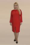 Красное платье из поливискозы и гипюра