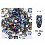 Стразы для ногтей разного размера (цвет:Indigo)