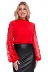 Блуза Изабель с кружевом (красный) Б11-138/12