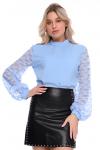 Блуза Изабель с кружевом (голубой) Б11-138/13