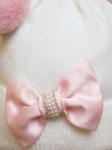 Шапочка теплая с розовыми помпонами и бантом