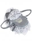 Люлька-переноска для новорожденного "Роскошь с бантиками" (серая с белым кружевом, стразами, бантом)