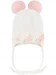 Шапочка теплая с розовыми помпонами и бабочками