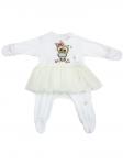 Комбинезон на кнопках с молочной юбочкой "Совушка"