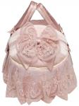 Люлька-переноска для новорожденного "Роскошь с бантиками" (розовая с розовым кружевом, стразами, бантом)