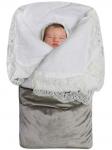 Летний конверт-одеяло на выписку "Герцог" (серый с молочным кружевом и стразами на молнии)