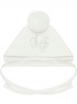 Чепчик утепленный "Лакшери" (молочный) с помпоном