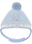 Чепчик утепленный "Лакшери" (голубой) с помпоном