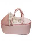 Люлька-переноска для новорожденного "Королевская" (розовая с молочным кружевом и стразами)