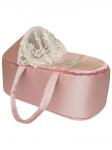 Люлька-переноска для новорожденного "Королевская" (розовая с молочным кружевом и стразами)