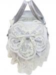 Люлька-переноска для новорожденного "Роскошь с бантиками" (серая АТЛАС с белым кружевом, стразами, бантом)