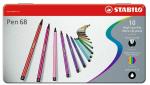 НАБОР ФЛОМАСТЕРОВ STABILO PEN 68 10 ЦВ, МЕТАЛЛИЧЕСКИЙ ФУТЛЯР