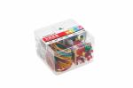 COMIX офисный набор зажимов, кнопок, скрепок и резинок для денег , разноцветные, 256 шт в упаковке