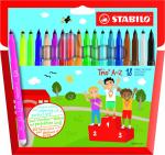 НАБОР ФЛОМАСТЕРОВ STABILO TRIO A-Z С ТРЕХГРАННОЙ ЗОНОЙ ОБХВАТА 18 ЦВ КАРТОННЫЙ ФУТЛЯР, NEW DESIGN
