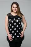 Атласная майка в крупный горох ТОНИ Арт. 527 (черный), Tatiana