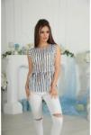 Блуза 1044 (белый с синей полоской)