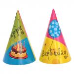 Набор колпаков "С Днем Рождения!" к празднику, 6 штук, 15 см