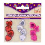 Камни самоклеящиеся СЕРДЕЧКИ разноцветные, d= 1,5см, 12шт., полимерные, п/п с е/п