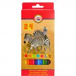 Набор карандашей цветных ЖИВОТНЫЕ, 24 цв., в картонной упаковке с европодвесом