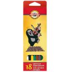 Набор карандашей цветных КРОТ, 18 цв., в картонной упаковке с европодвесом|1