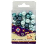 Бусины перламутр. ЖЕМЧУГ-3 пласт., разн. р-р, 30г, 3 цв. ассорти (голуб., роз., бел.), п/уп. с е/п