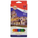 Набор карандашей цветных 7 ЧУДЕС СВЕТА, 24 цв., в картонной упаковке с европодвесом
