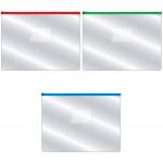 Папка на молнии прозрачная, молния ассорти 4 цвета, ф.A4, 160мкм, с карманом